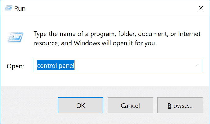 Command prompt showing how to Run Control Panel in Windows