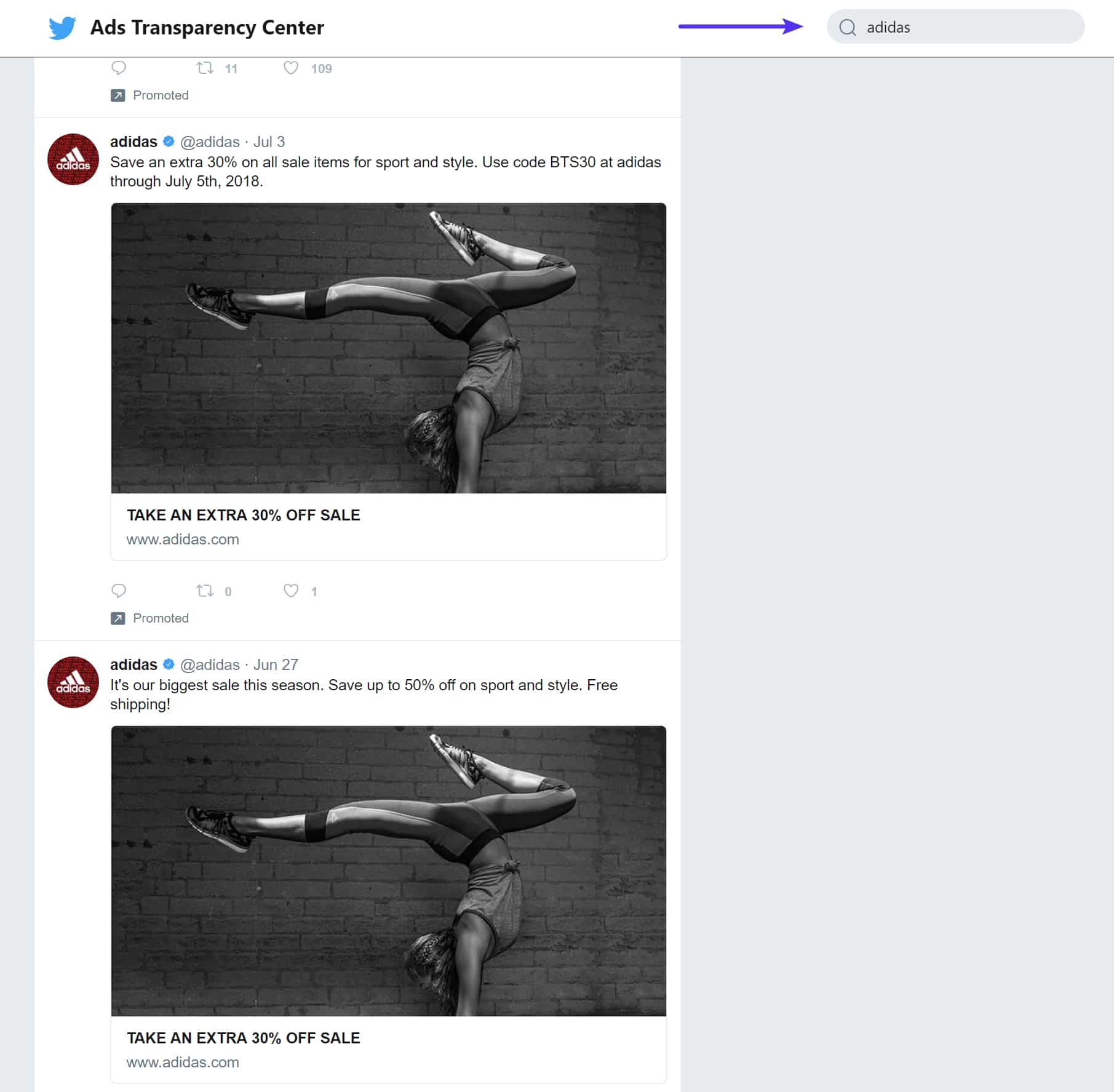 View competitor's Twitter ads