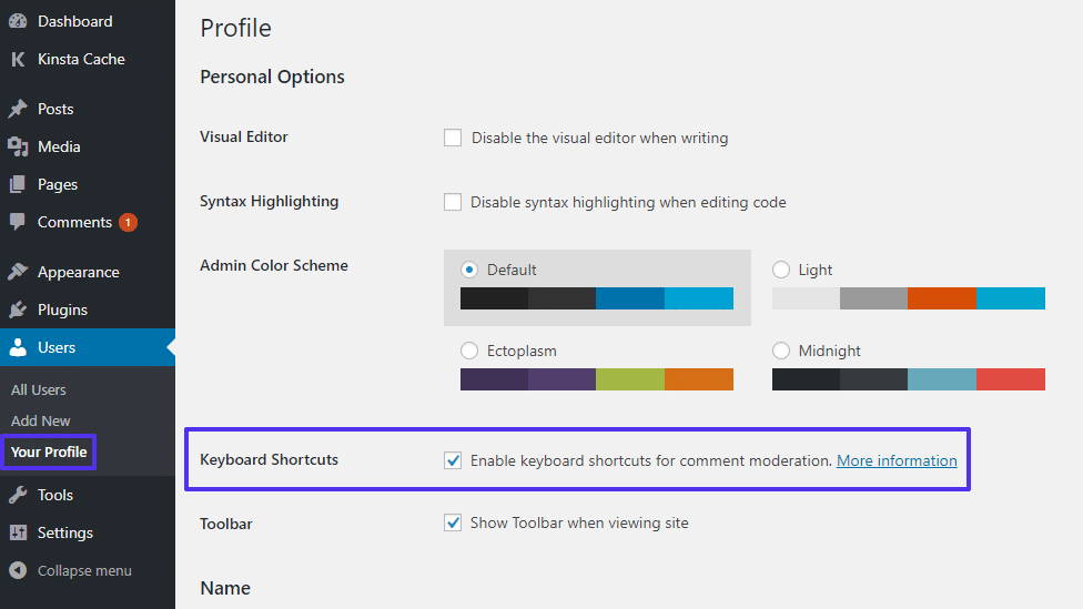 How to enable comment shortcuts