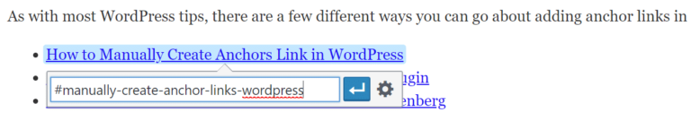 create anchor link in wordpress