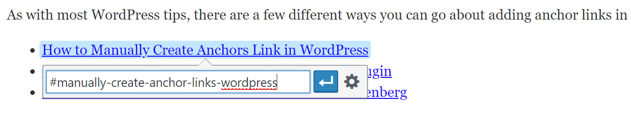 anchor link in wordpress