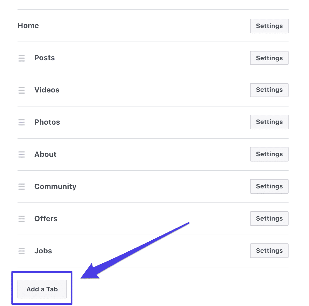 Facebook add a tab