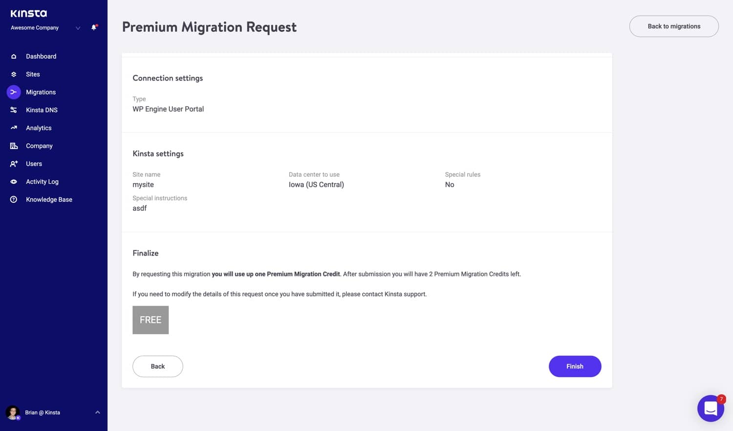Review and submit your migration.