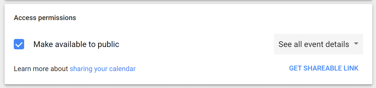 Make Google calendar public