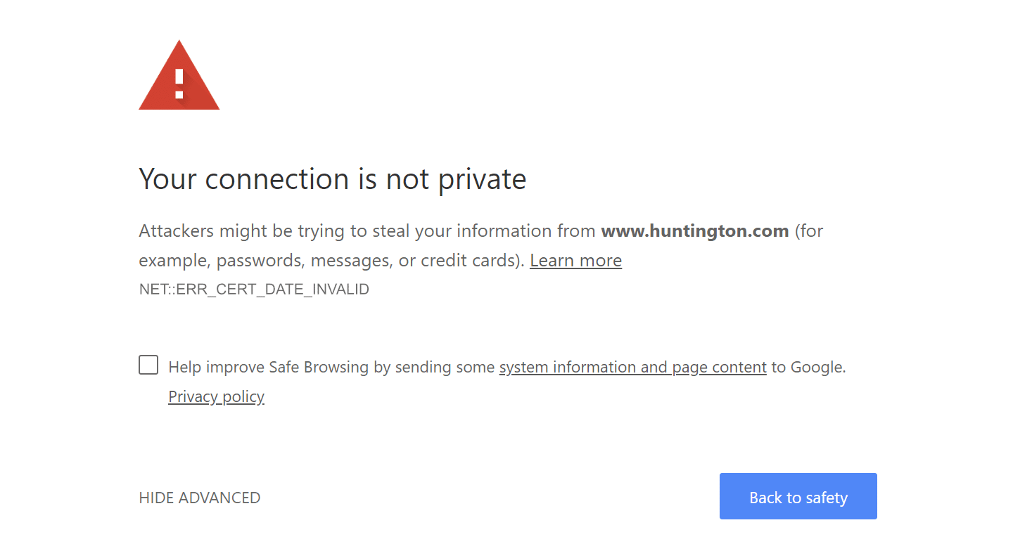 google chrome privacy error