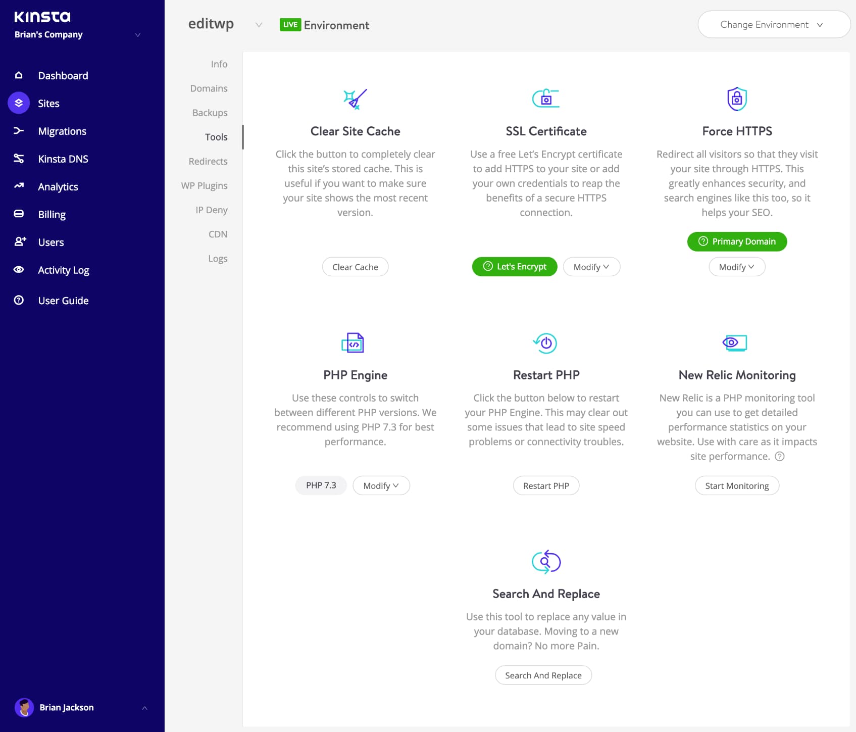 WordPress site tools