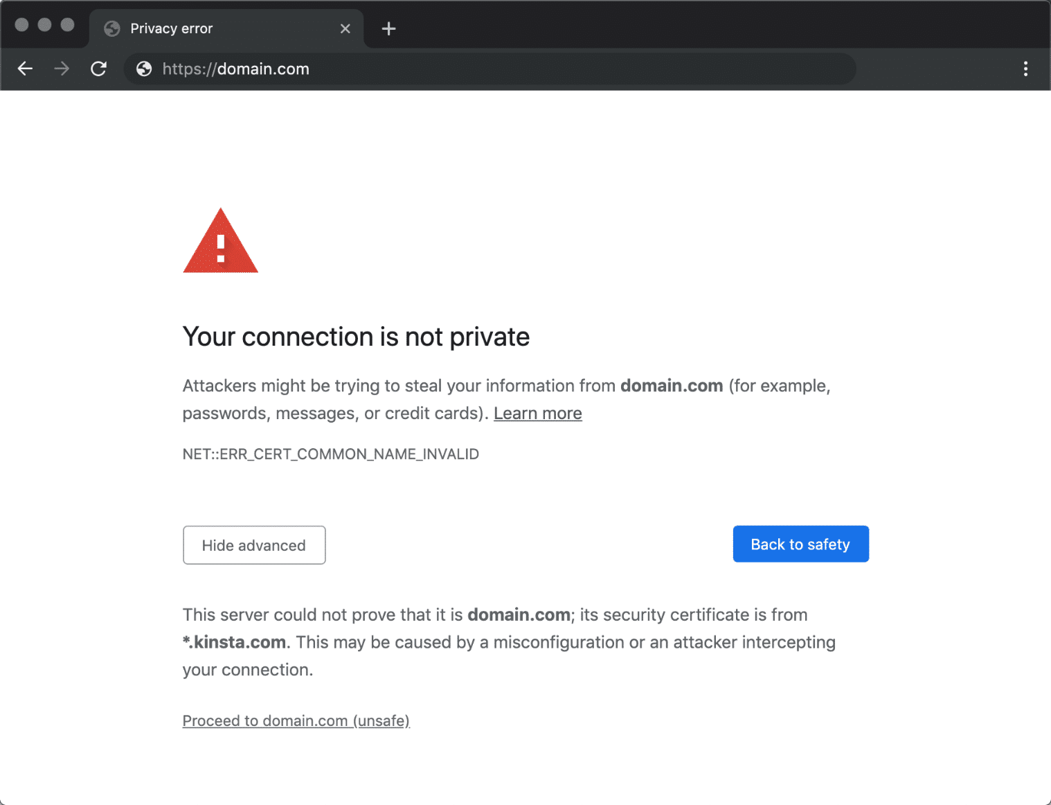 privacy error in google chrome