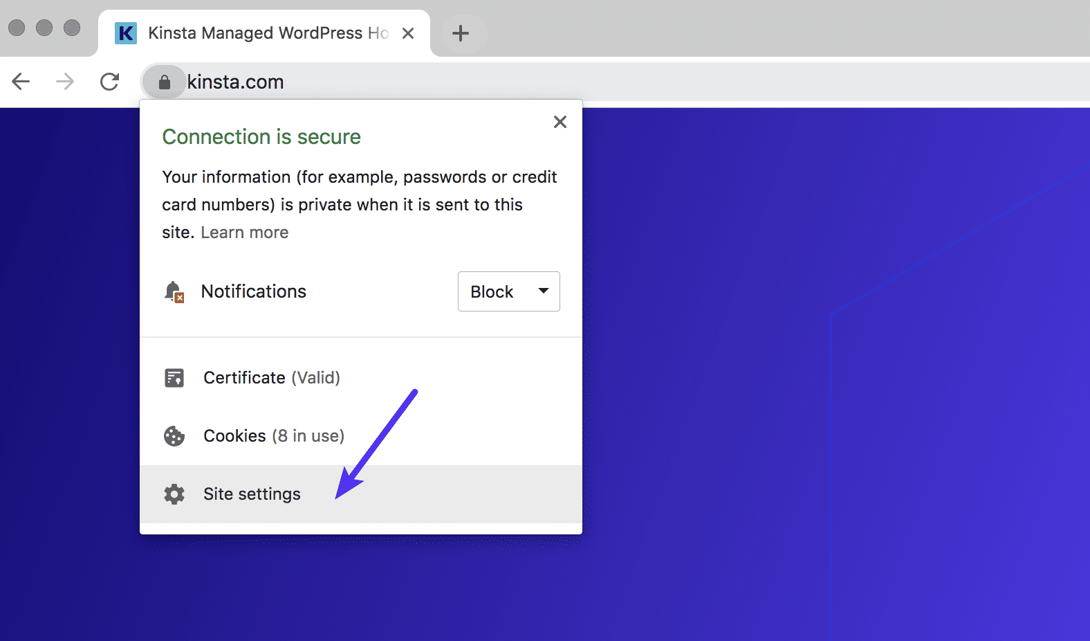 Chrome site settings