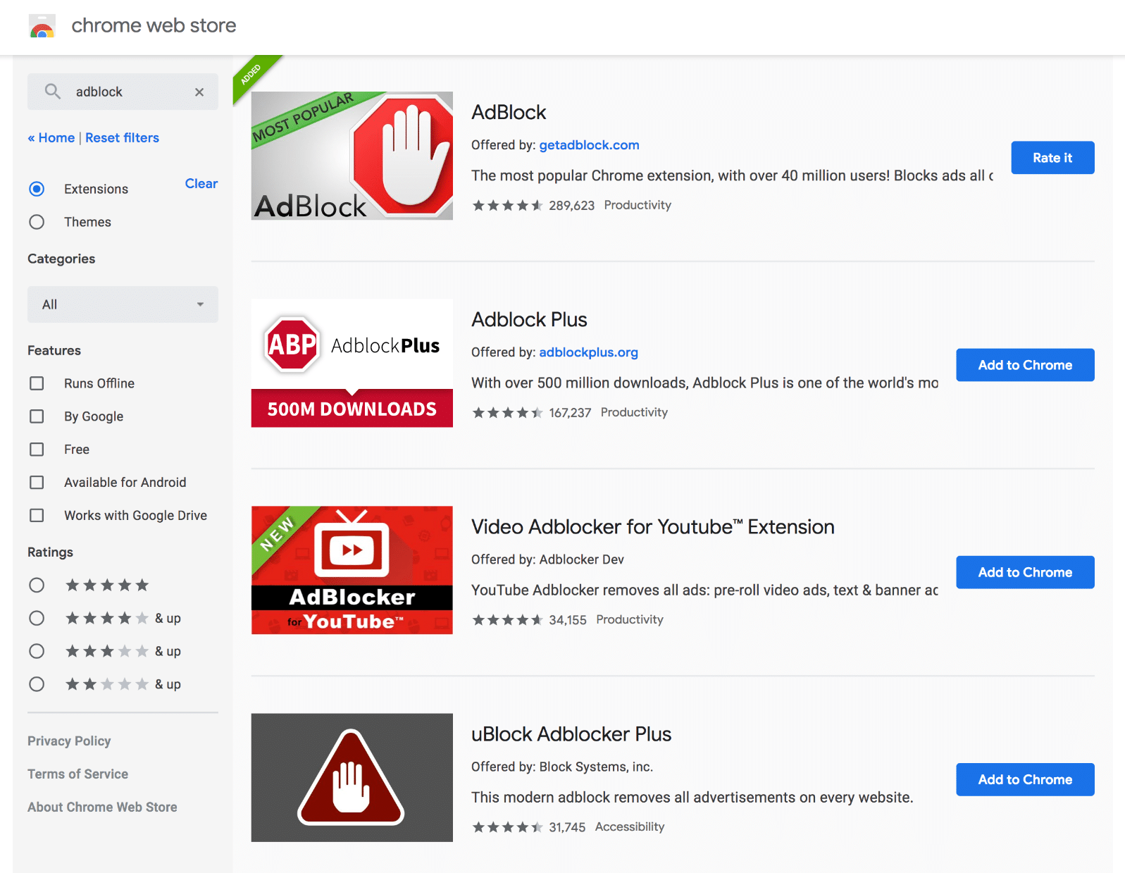 Chrome store ad block extensions
