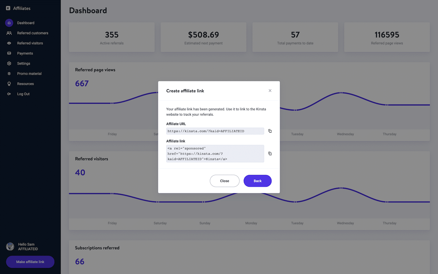 Gerar link de afiliado e código HTML