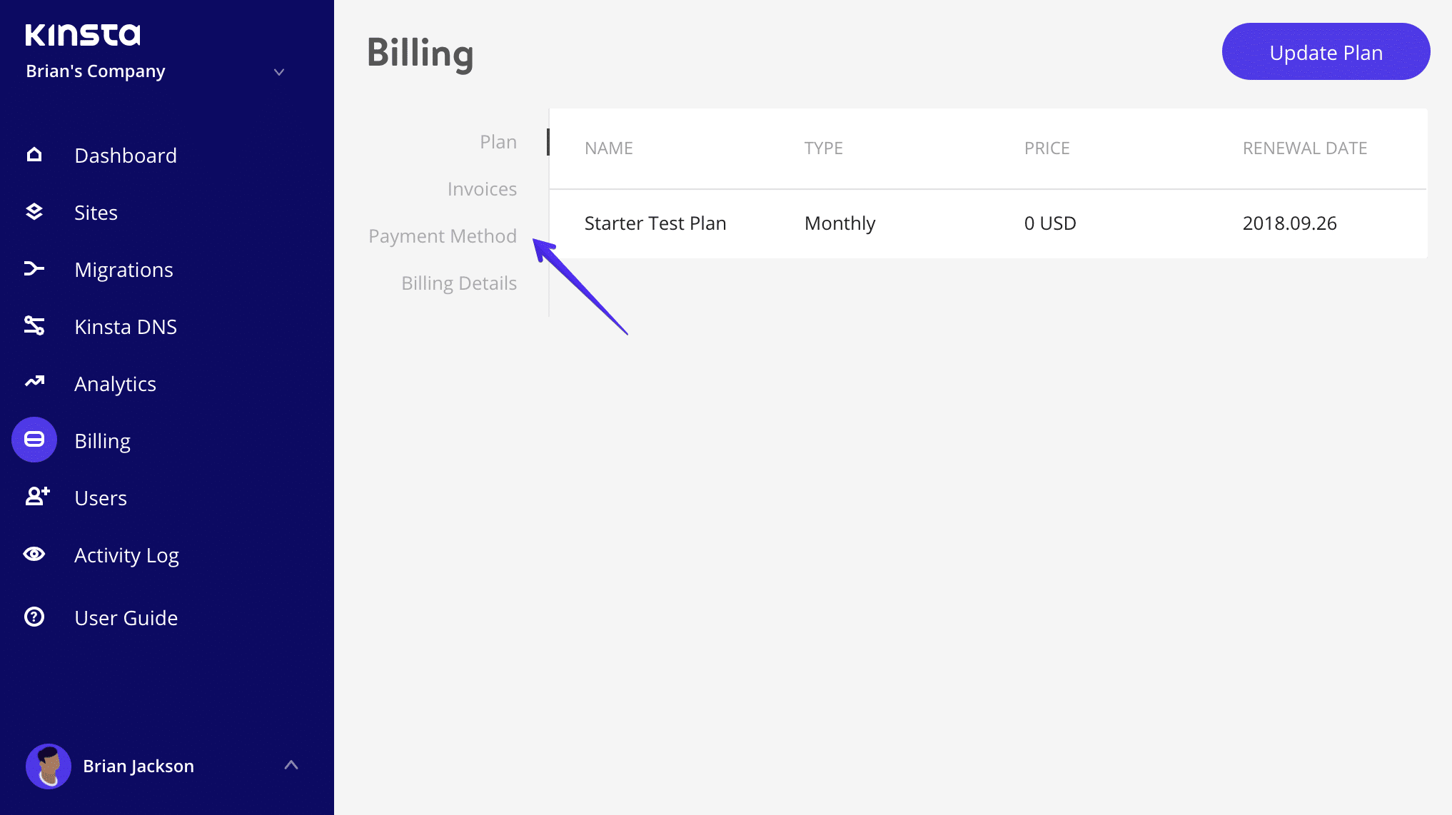 MyKinsta billing