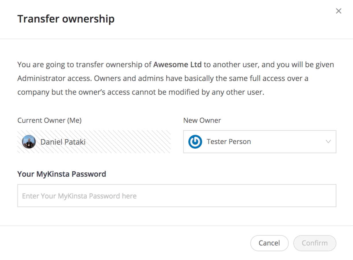 Transfer company ownership