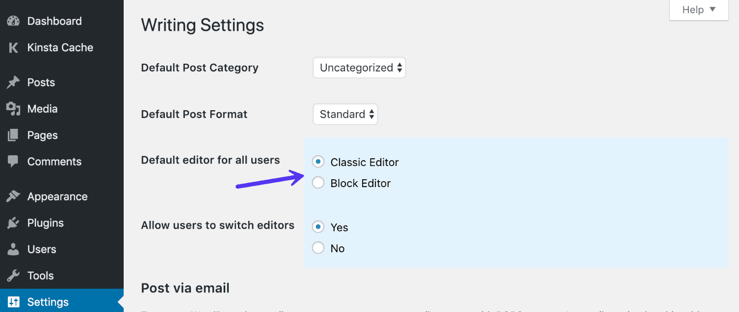 Classic Editor modes