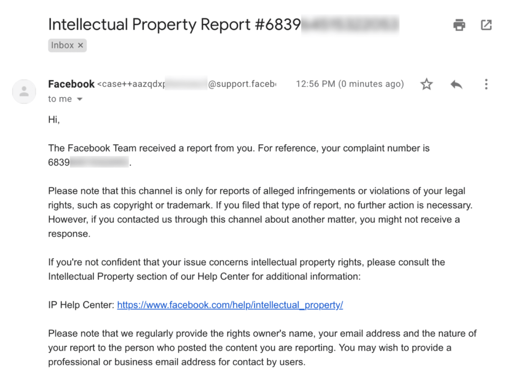 facebook report intellectual property