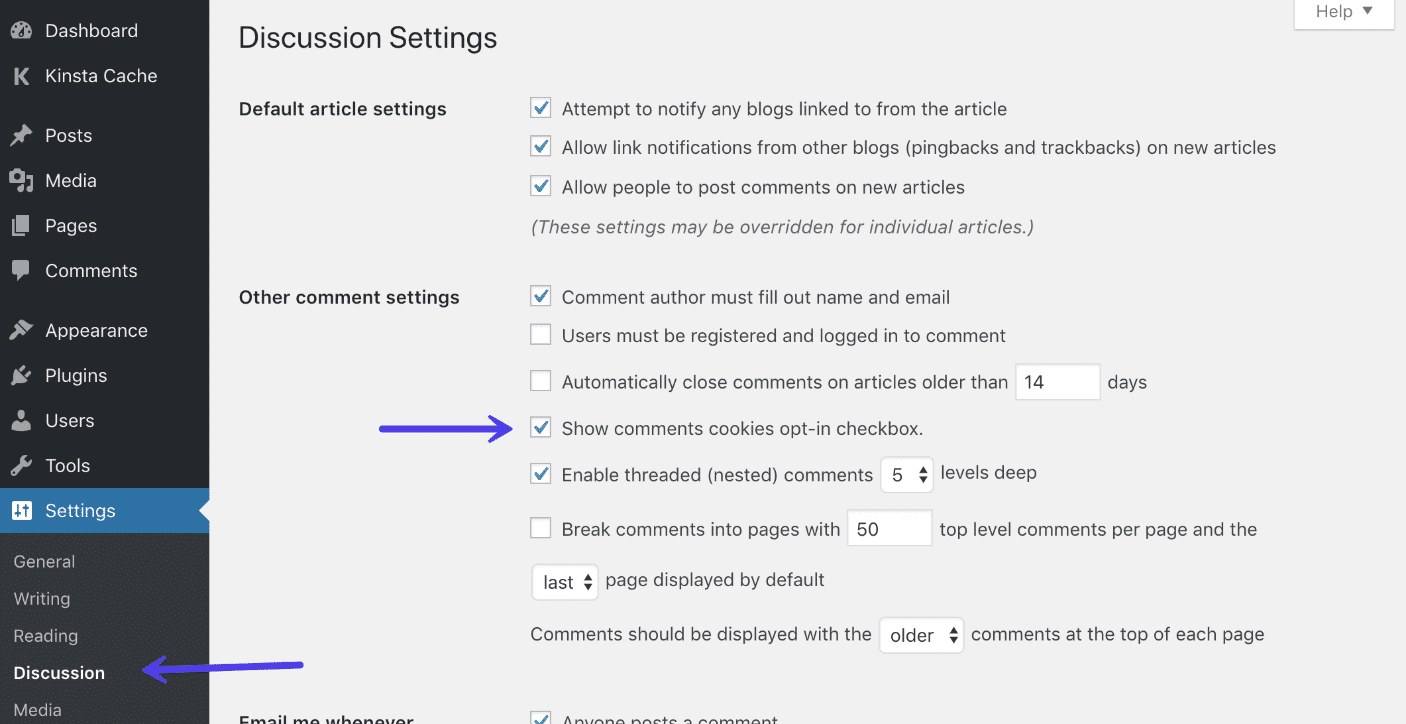 Show comments cookies opt-in