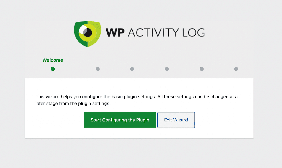 Configurar o plugin WP Activity Log