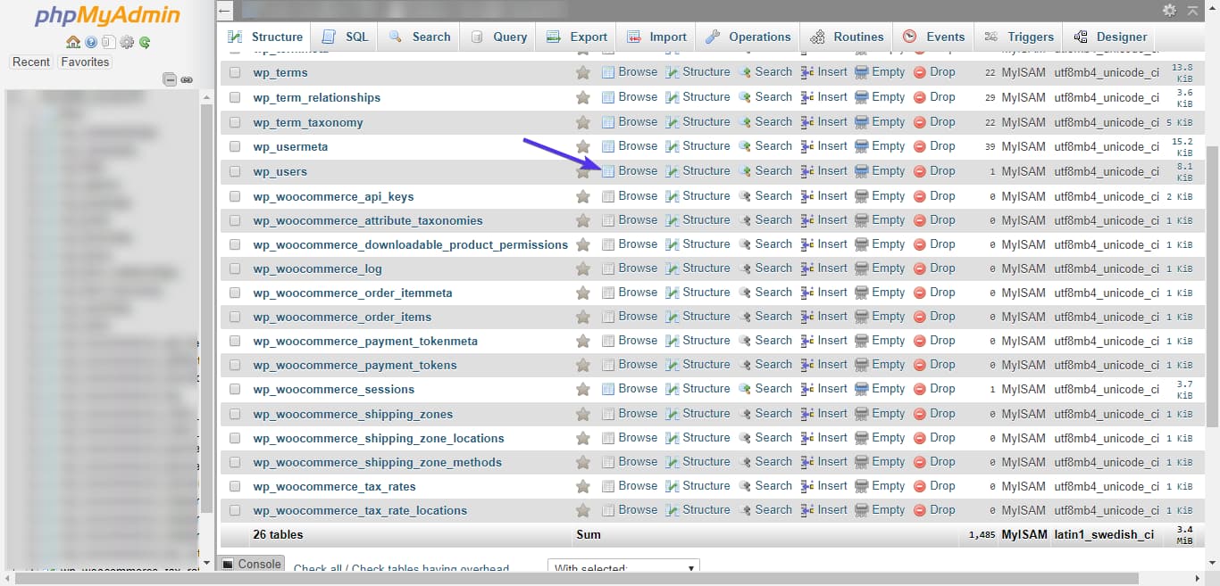 wp_users table