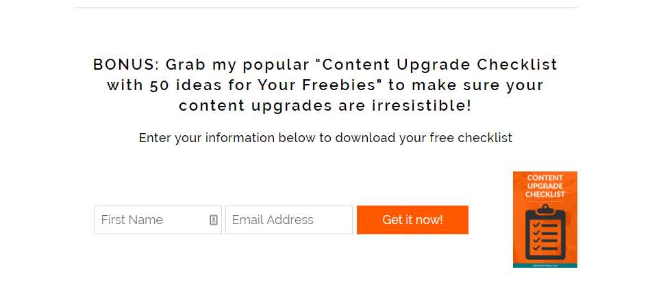 Checklist as content upgrade