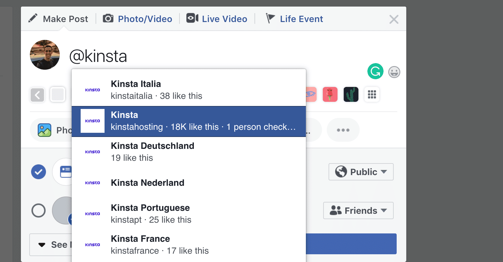 Facebook tagging