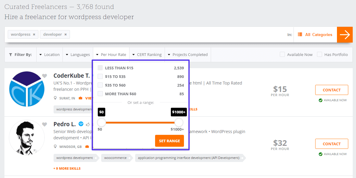 wordpress developer salary at people per hour