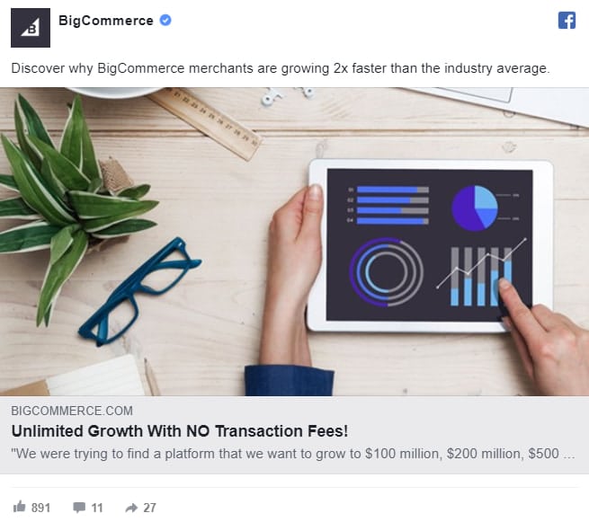 Ad retargeting example on Facebook