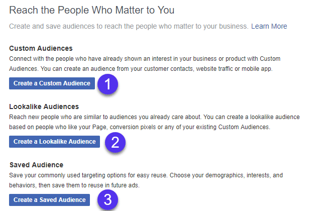 Facebook audience types