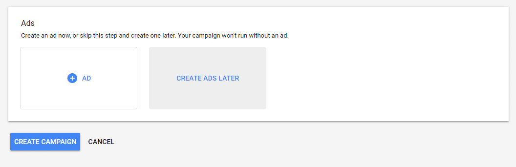 Google Ads create ads