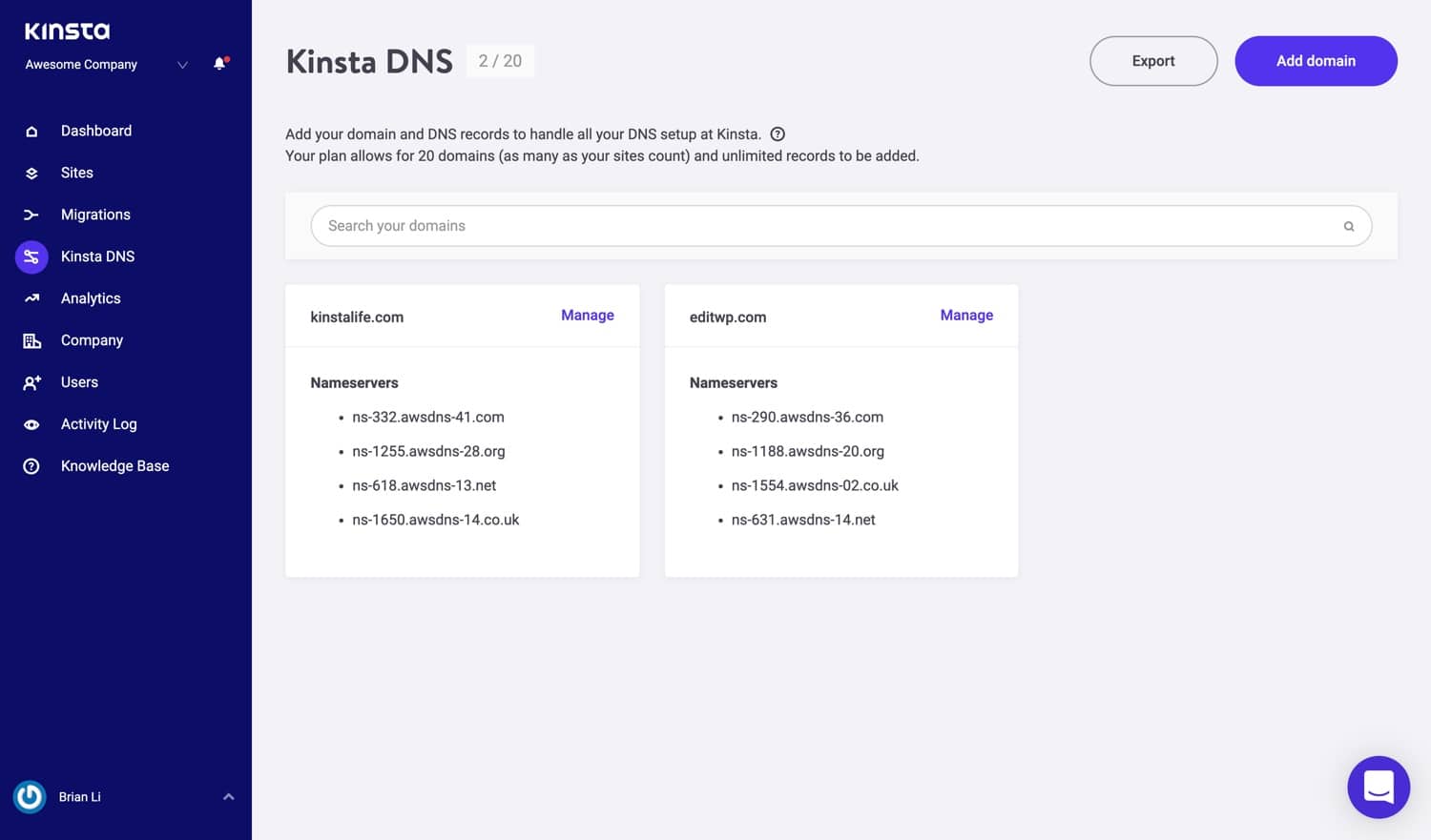 DNS Kinsta