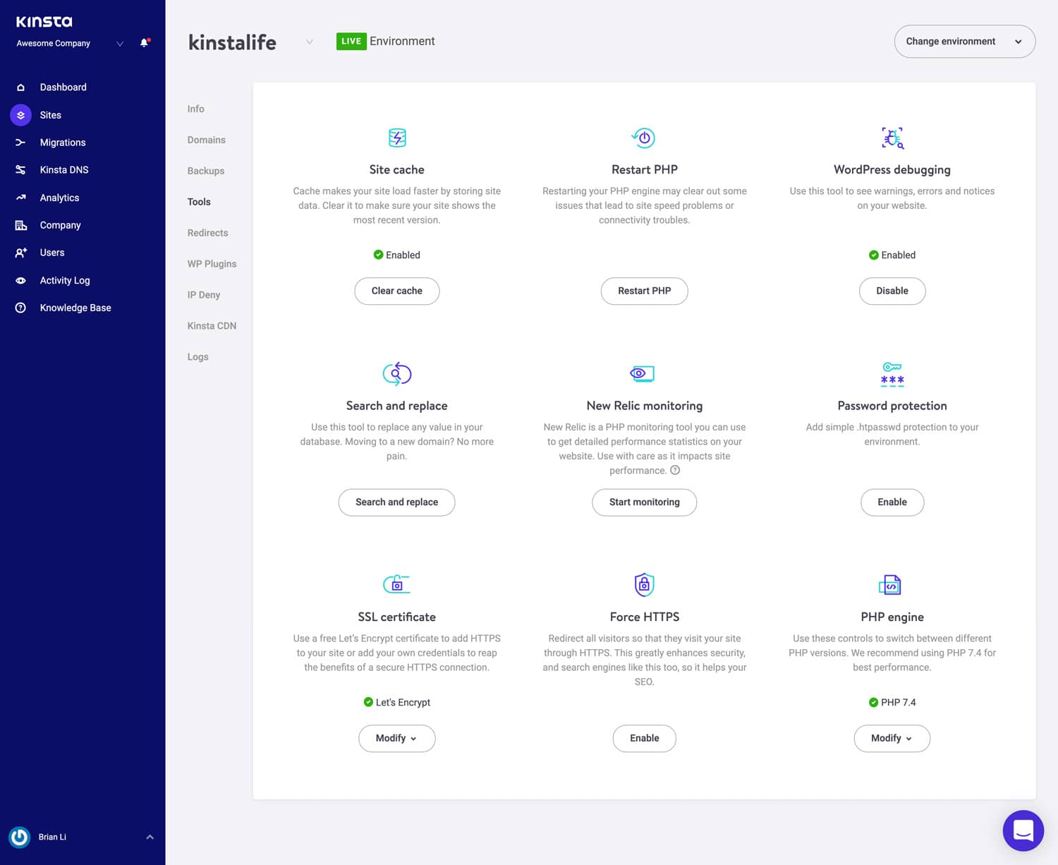 WordPress site tools.