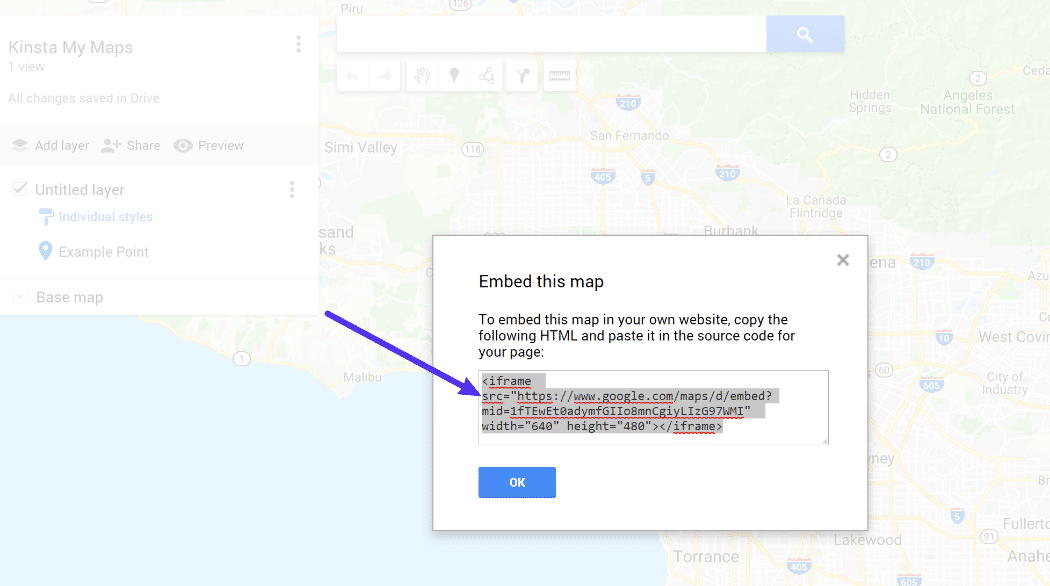 The My Maps embed code