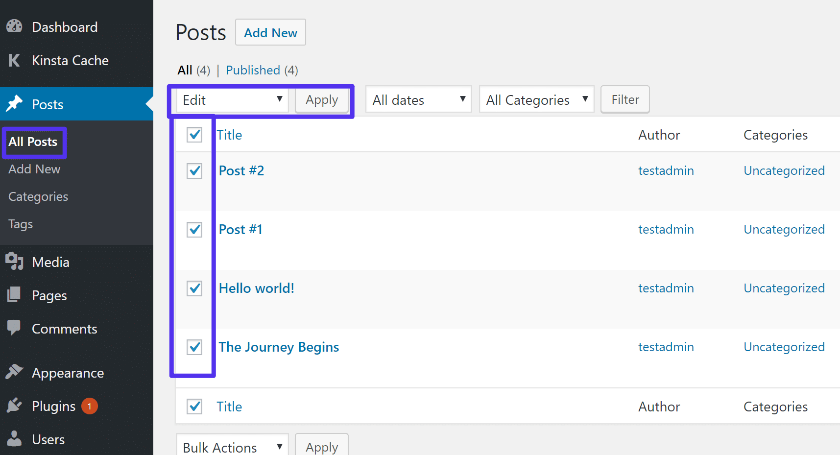 Select all your posts