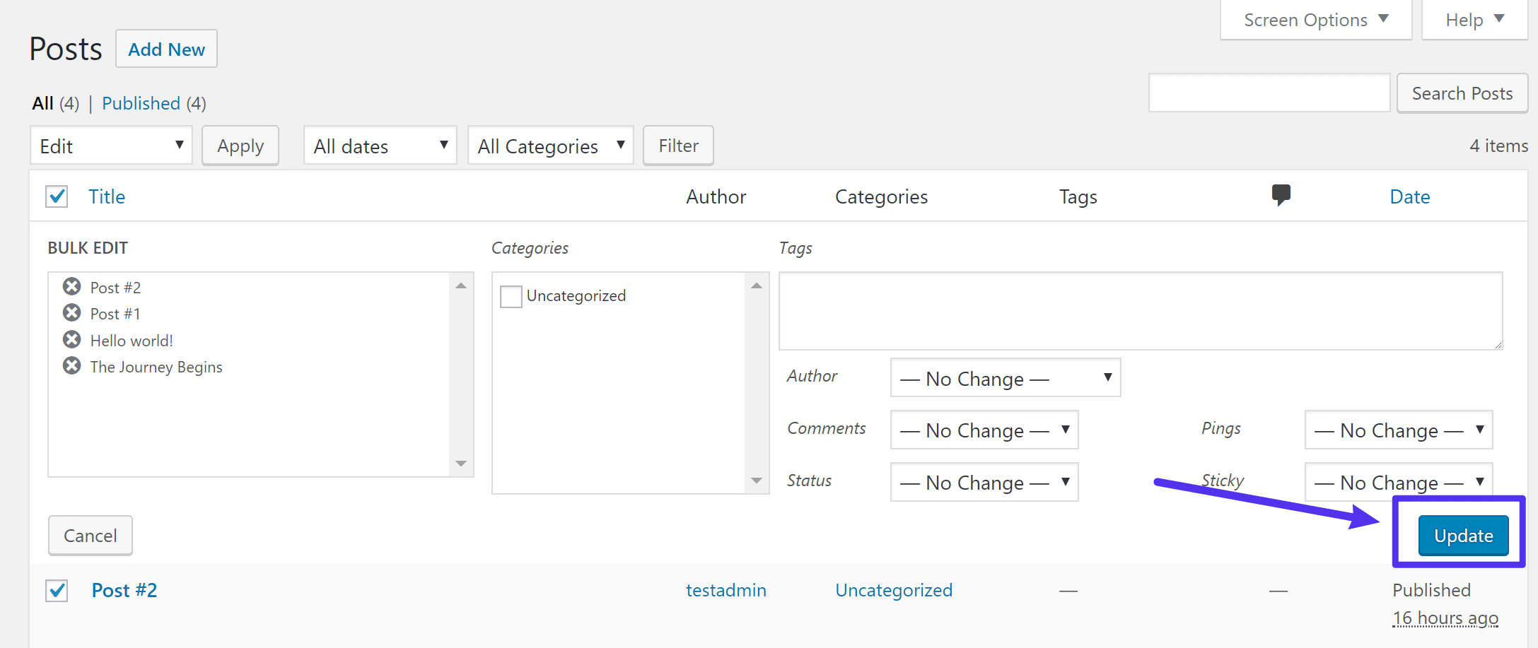 Opdater alle dine indlæg