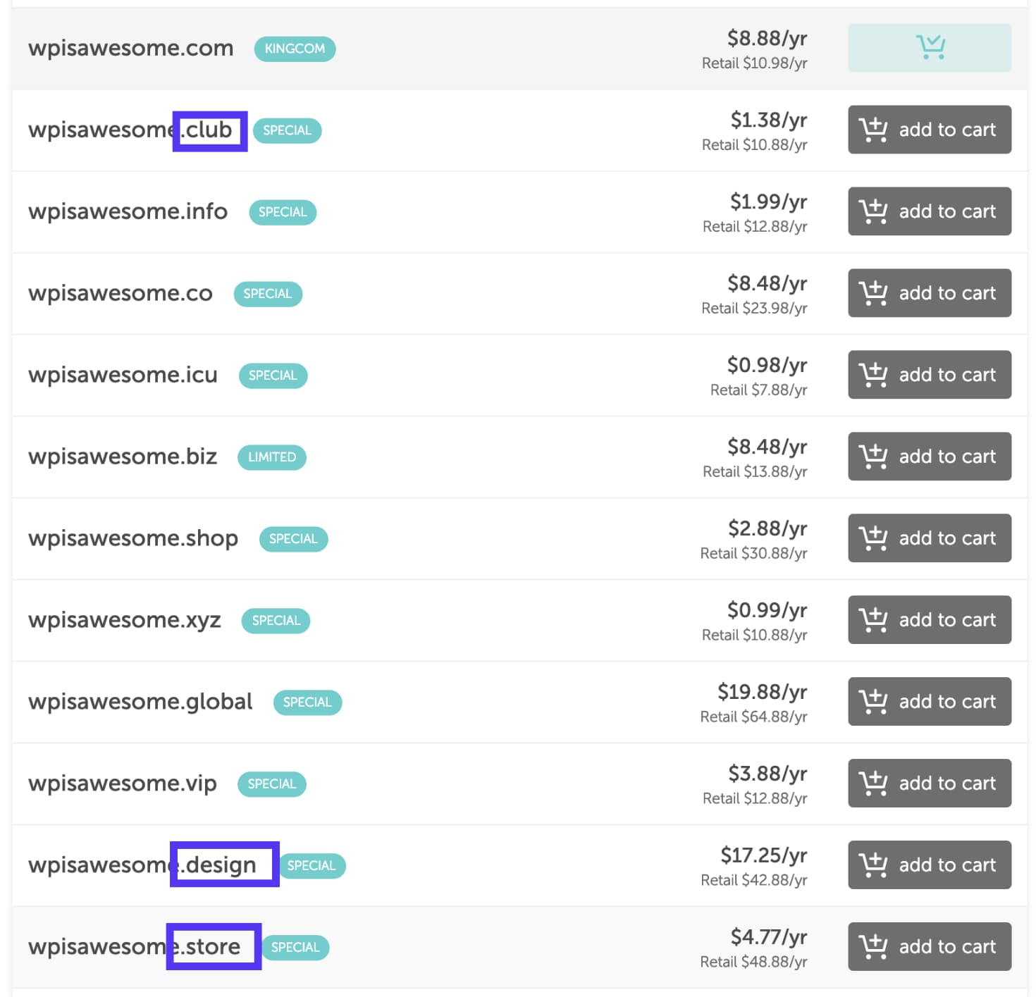 Unique top-level domains