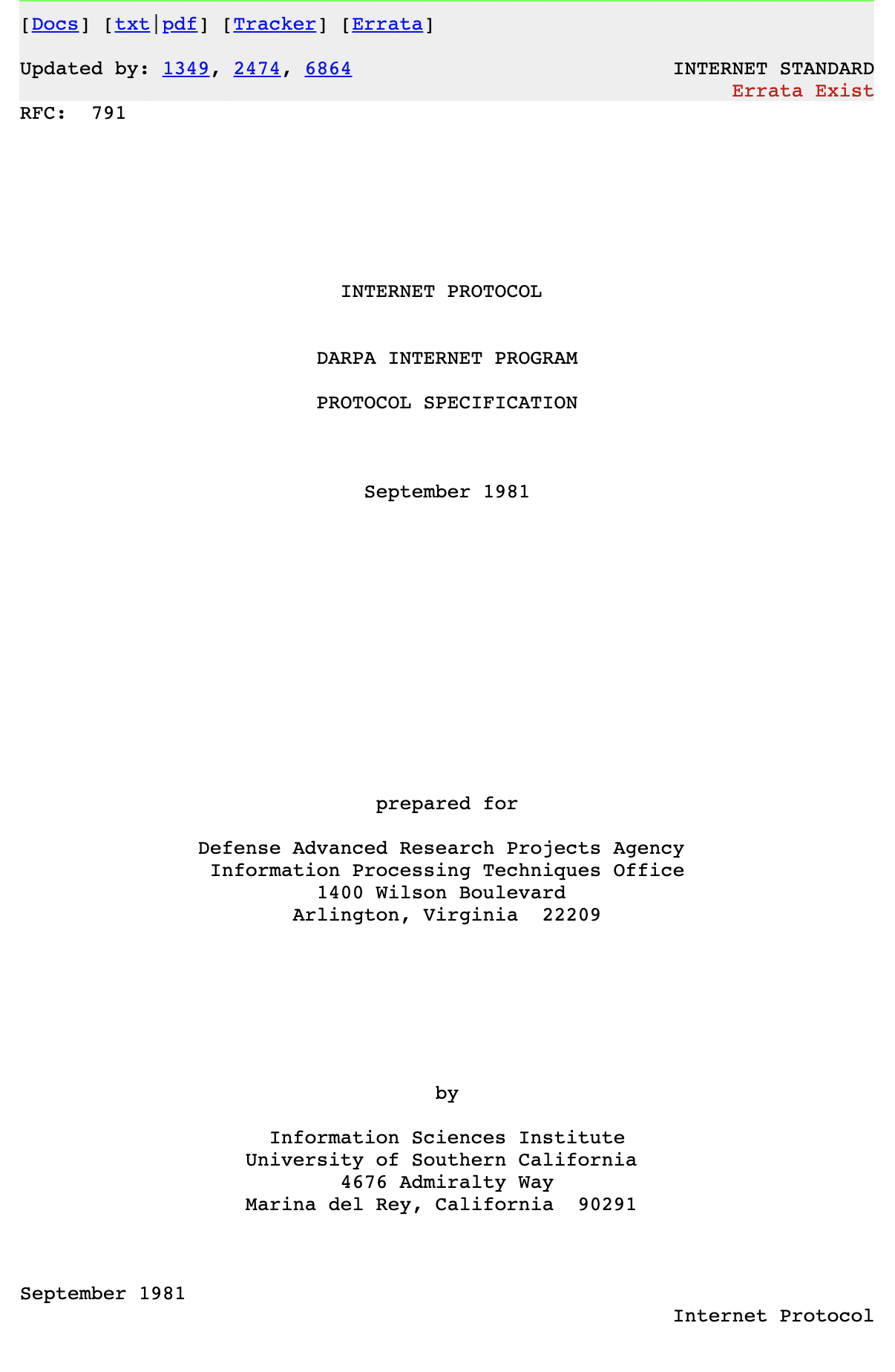 インターネットプロトコル (RFC791)