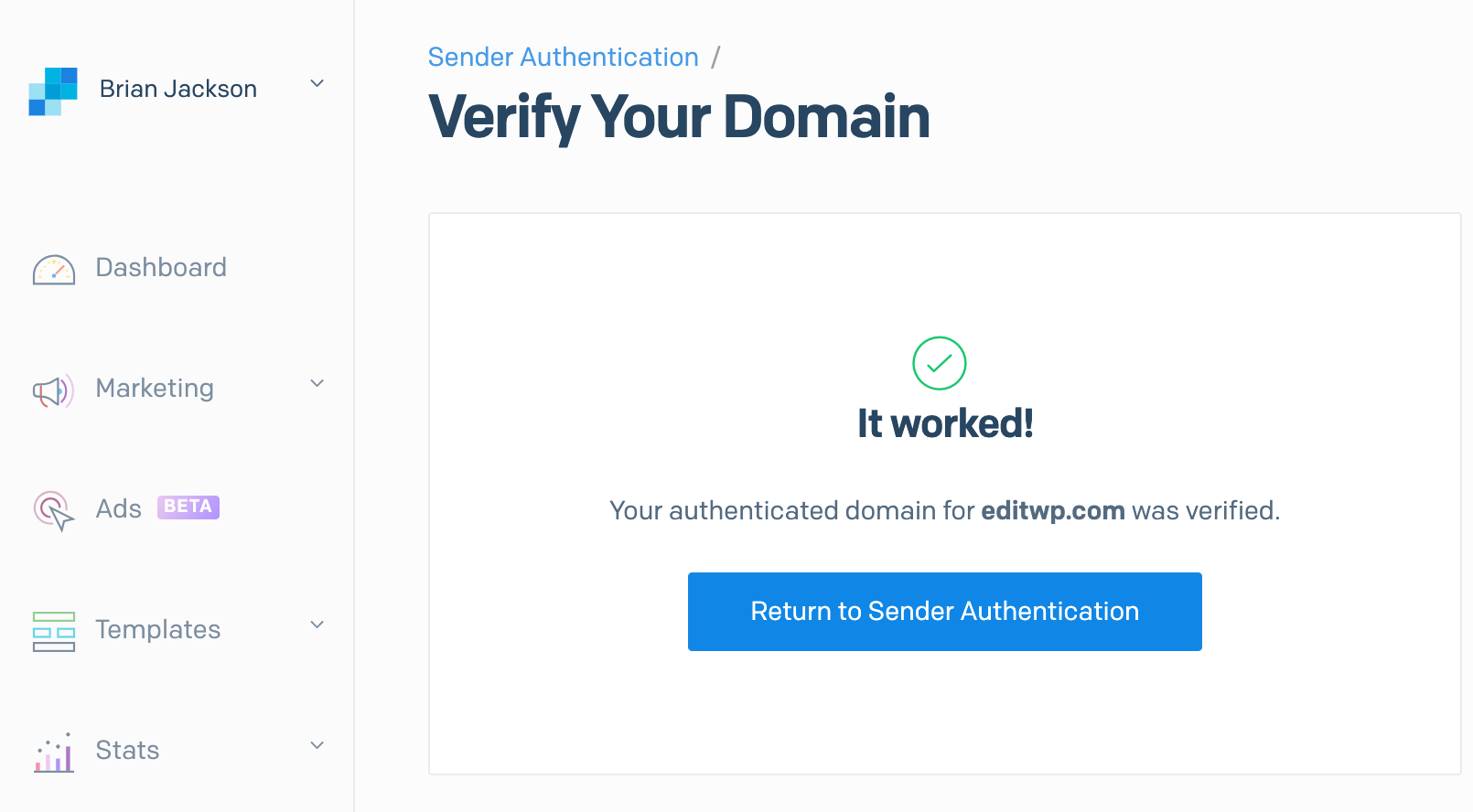 SendGrid verified