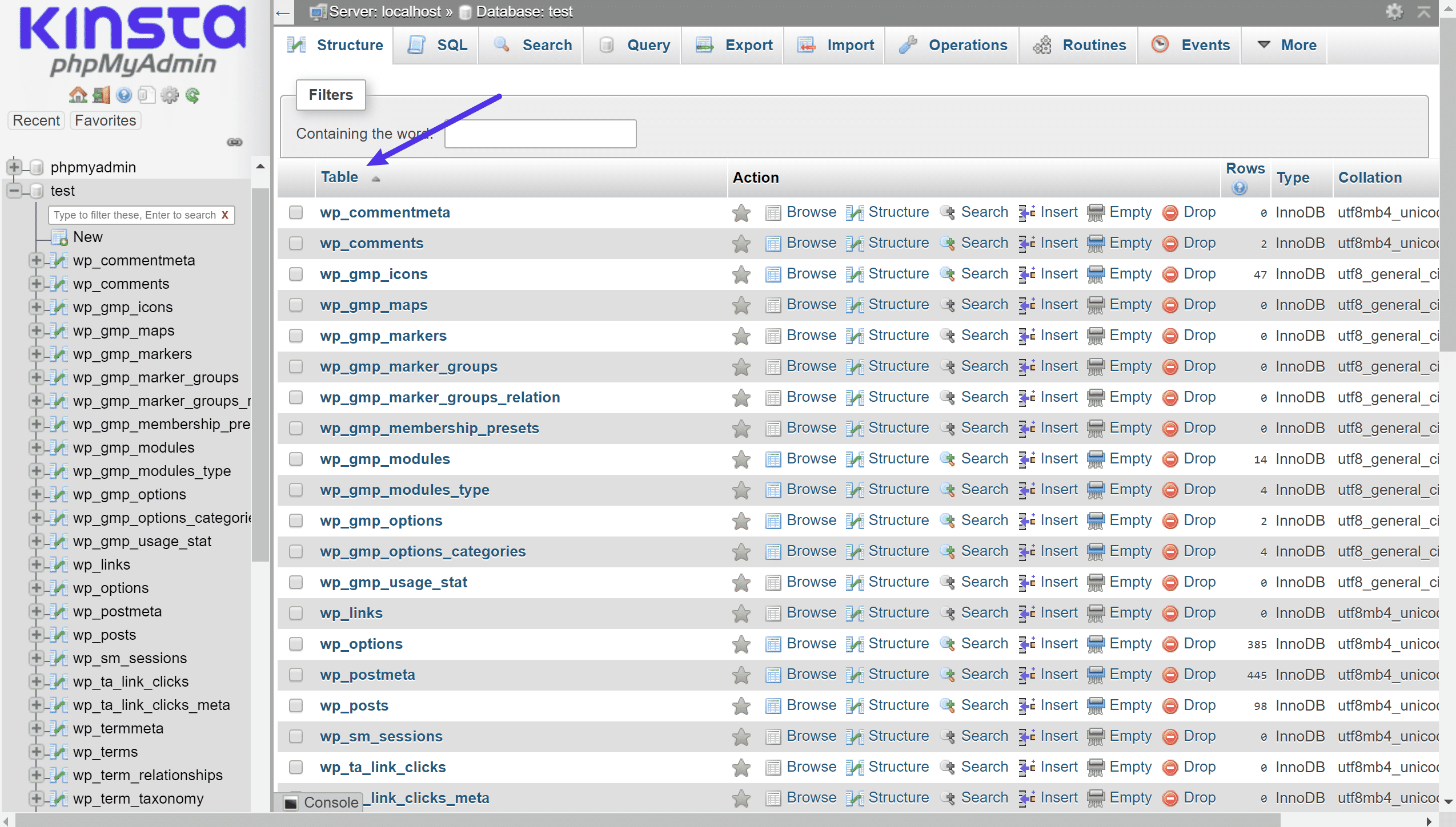 Ejemplo de tablas distintas en MySQL