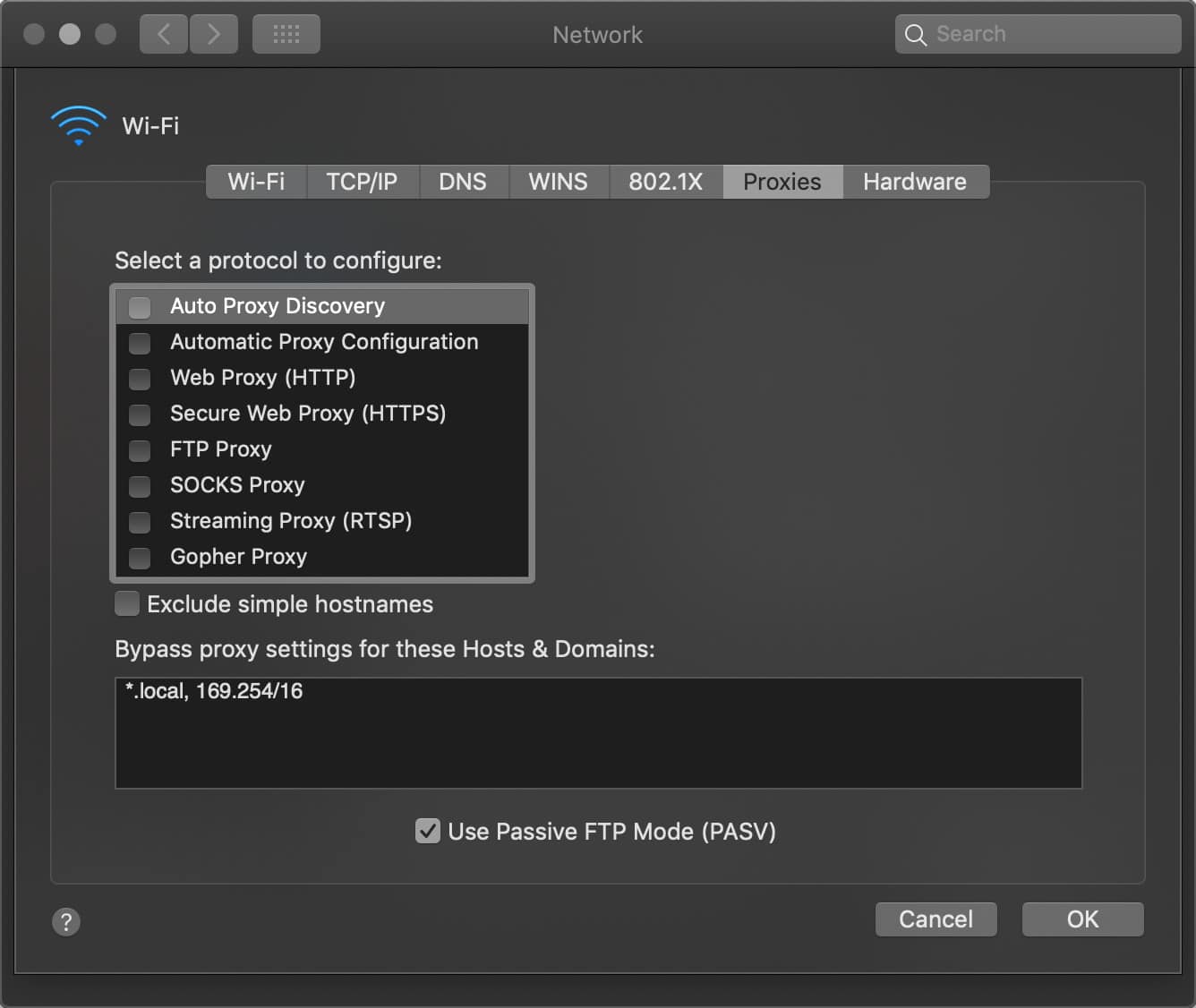 Remove proxies on Mac
