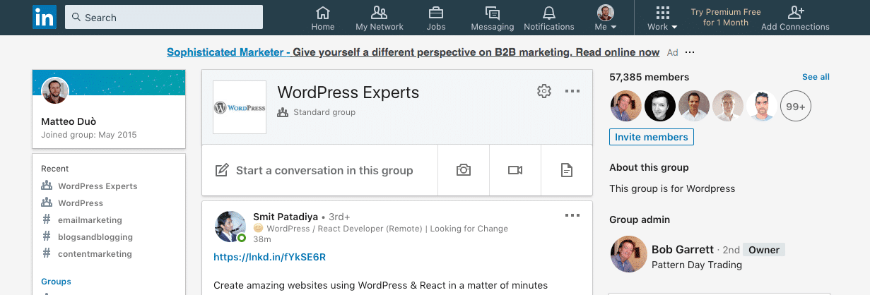 WordPress experts LinkedIn group