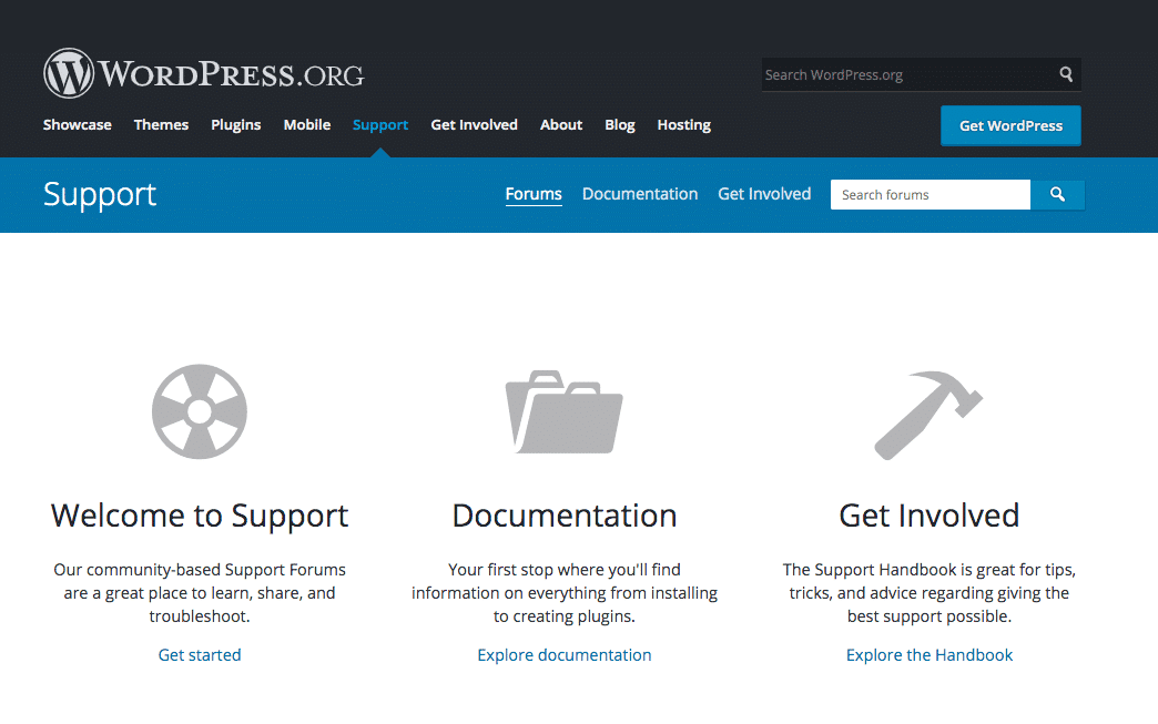 WordPress support forums