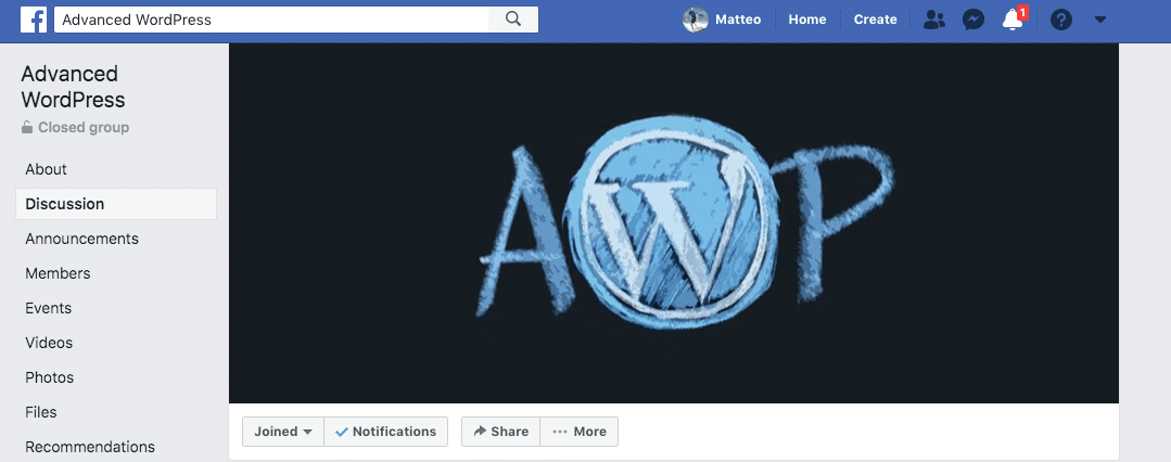 Advanced WP group on Facebook