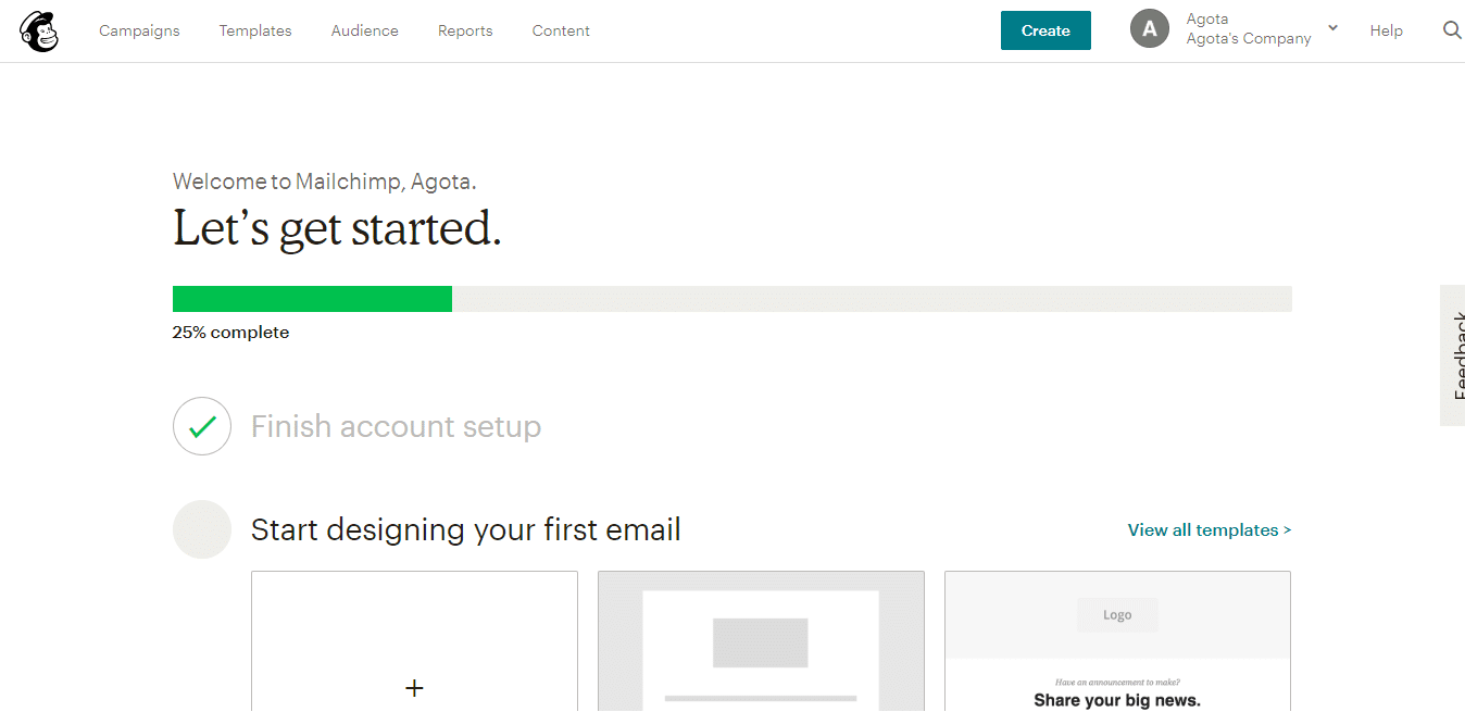 Design first email in Mailchimp