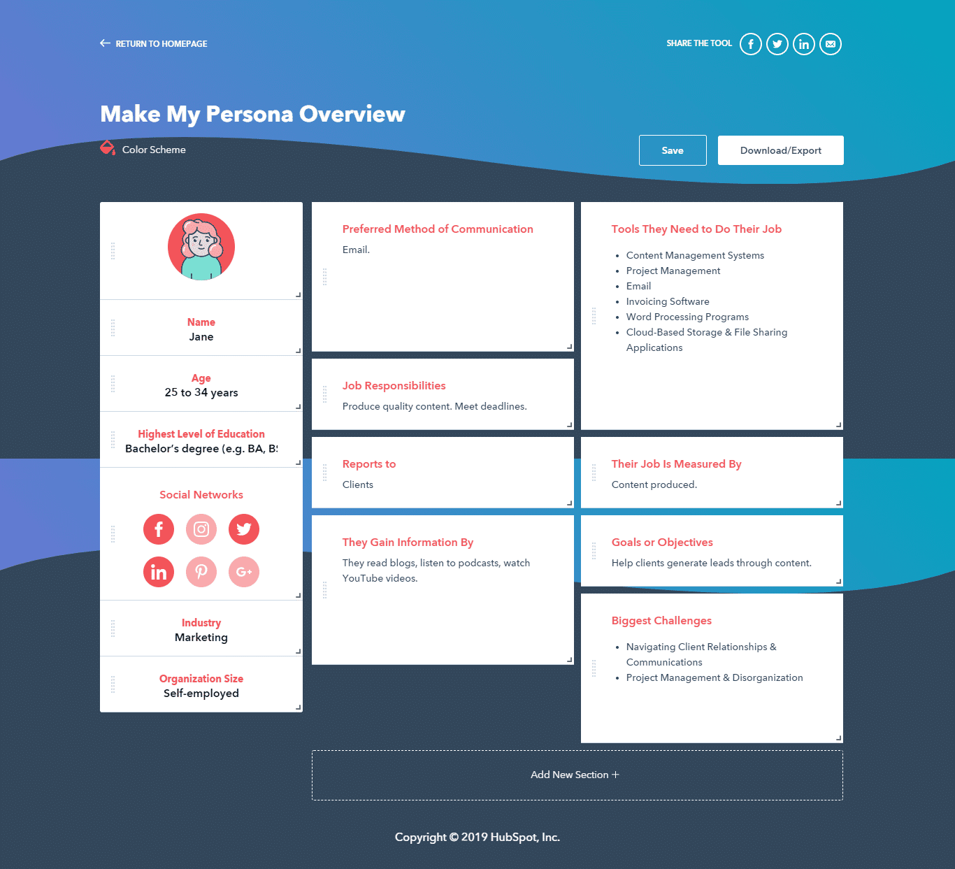 Customer Persona template