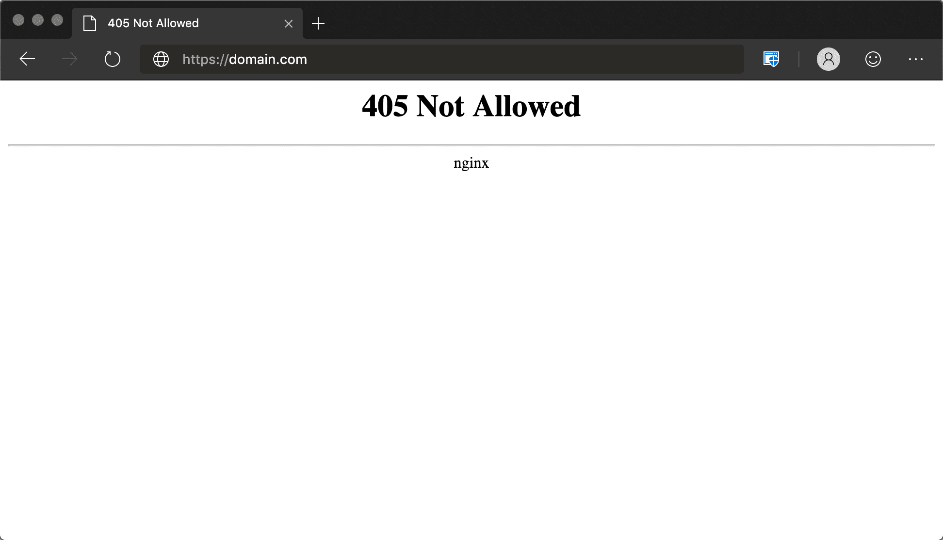 Microsoft Edgeの405 Not Allowedエラー（Nginx）画面