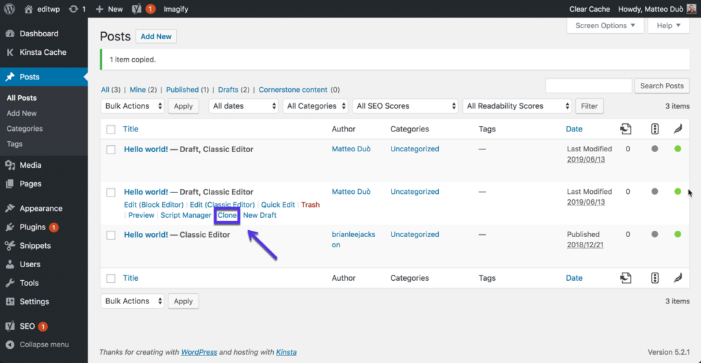 How To Duplicate A Page Or Post In Wordpress