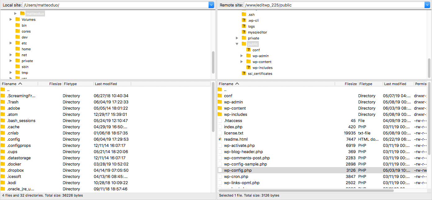 FileZilla successfully connected