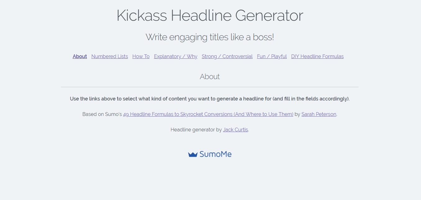 Best headline analyzer tools: Sumo Kickass Headline Generator