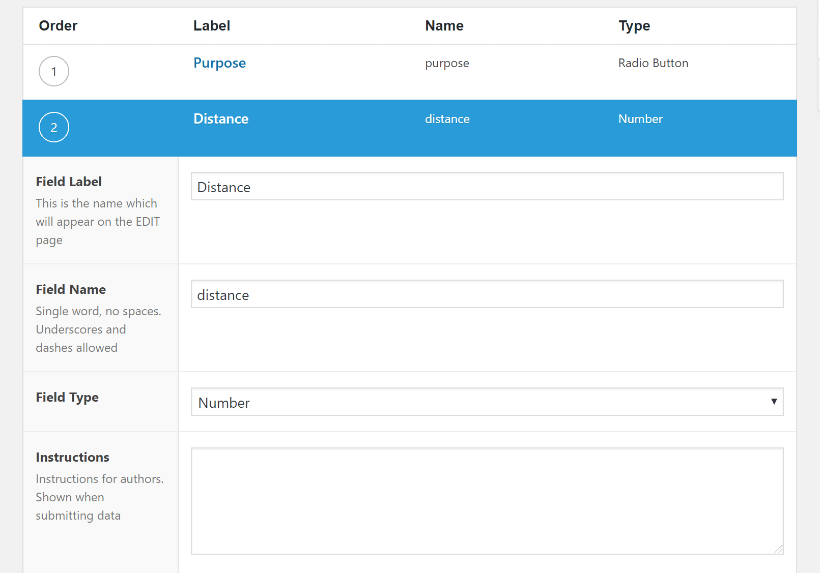 Creating a number field