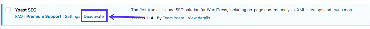 How to deactivate a WordPress plugin
