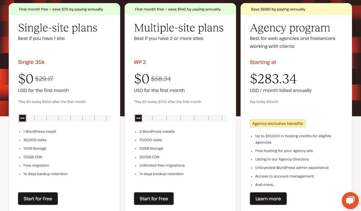 Kinsta’s managed WordPress hosting plans