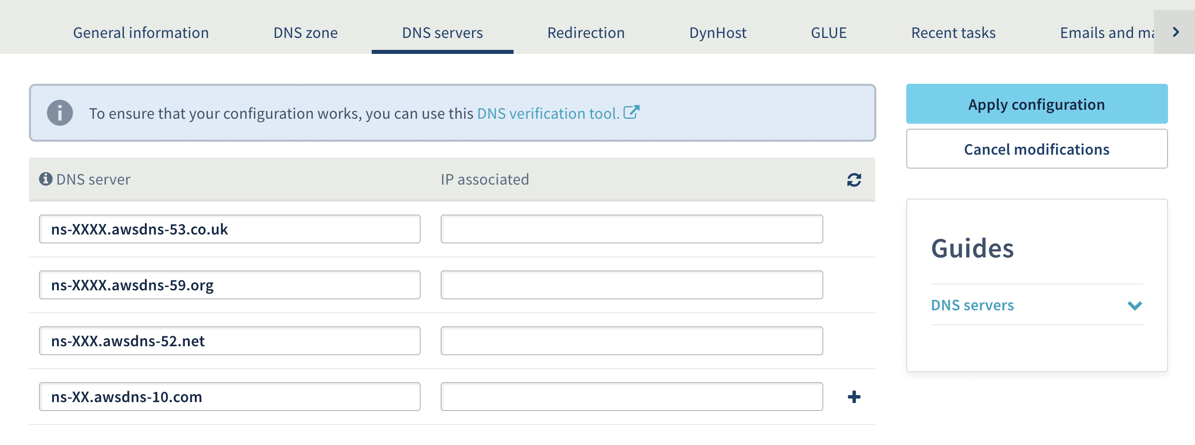Adding Kinsta DNS servers in OVH admin panel